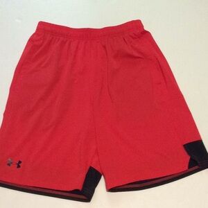 Under Armour Loose Mens Athletic Shorts Red Black Sz M